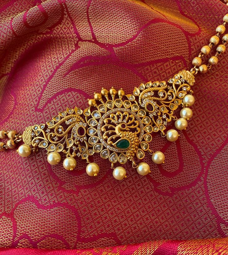 Peacock Motif Gold Necklace